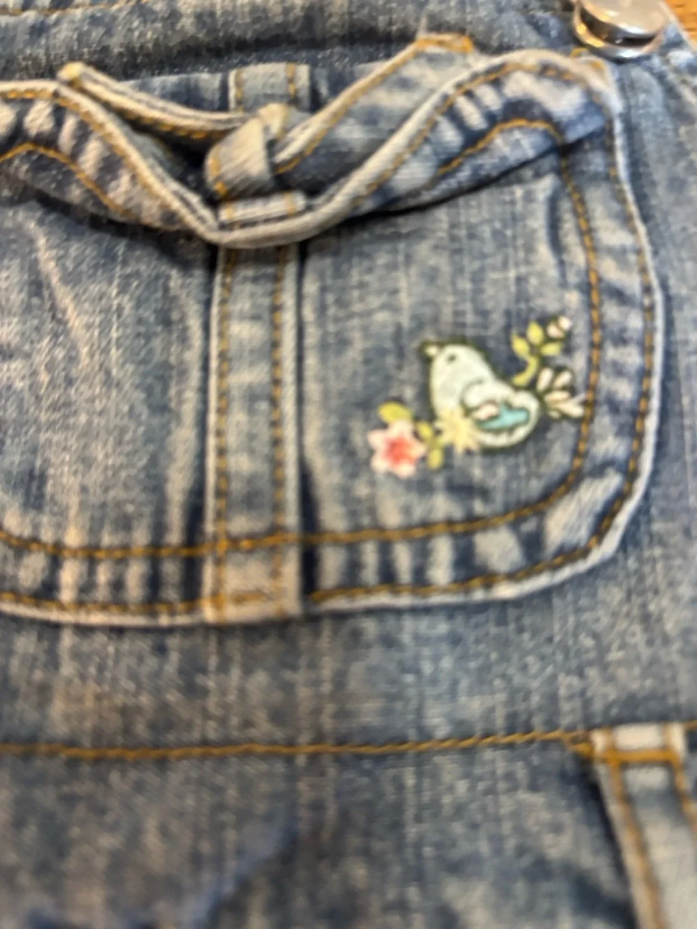 Vintage Carters Denim Embroidered 18 mo short overalls